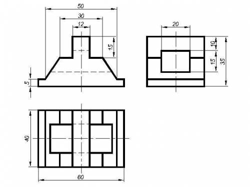 Начертить проекцию данной фигуры в 3х видах ​