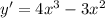 y' = 4 {x}^{3} - 3 {x}^{2}