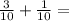 \frac{3}{10} + \frac{1}{10}=