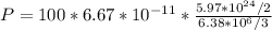 P=100*6.67*10^{-11}*\frac{{5.97*10^{24}}/2}{6.38*10^6/3}