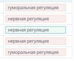 Соотнеси характеристики с типами регуляций (нервной и гуморальной). Характеристики обеспечивает рефл