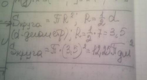 3. Найдите площадь окружности, диаметр которой равен7 дм.​