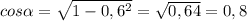 cos\alpha =\sqrt{1-0,6^2}=\sqrt{0,64}=0,8