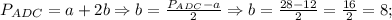 P_{ADC}=a+2b \Rightarrow b=\frac{P_{ADC}-a}{2} \Rightarrow b=\frac{28-12}{2}=\frac{16}{2}=8;