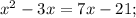 x^{2}-3x=7x-21;