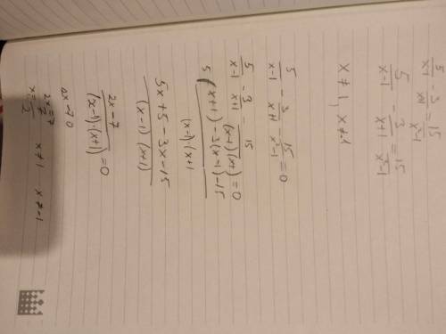 5/(x – 1) – 3/(x + 1) = 15/(x2 – 1)=