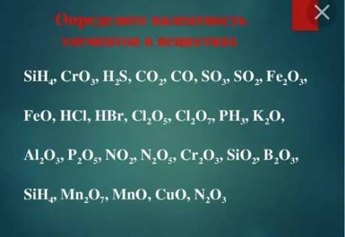 Определить валентность следующих элементов LiBr, SO3, MgO, K2O, PbO, CrO3​