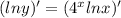 (lny)' = (4^xlnx)'