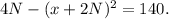 4N-(x+2N)^2 = 140.