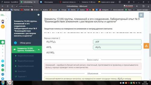 Элементы 13 (III) группы. Алюминий и его соединения. Лабораторный опыт № 9 Взаимодействие алюминия