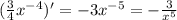 ( \frac{3}{4} {x}^{ - 4} ) '= - 3 {x}^{ - 5} = - \frac{3}{ {x}^{5} }