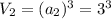 V_{2}= (a_{2}) ^ {3} = 3^{3}