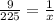 \frac{9}{225} =\frac{1}{x}