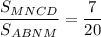 \dfrac{S_{MNCD}}{S_{ABNM}}=\dfrac{7}{20}