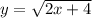 y=\sqrt{2x+4}