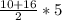 \frac{10+16}{2} *5