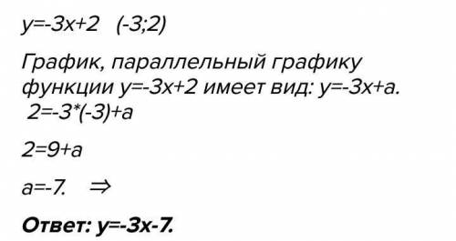 Задайте формулой функцию, график которой проходит через точку (0;3) и параллелен графику функции у =