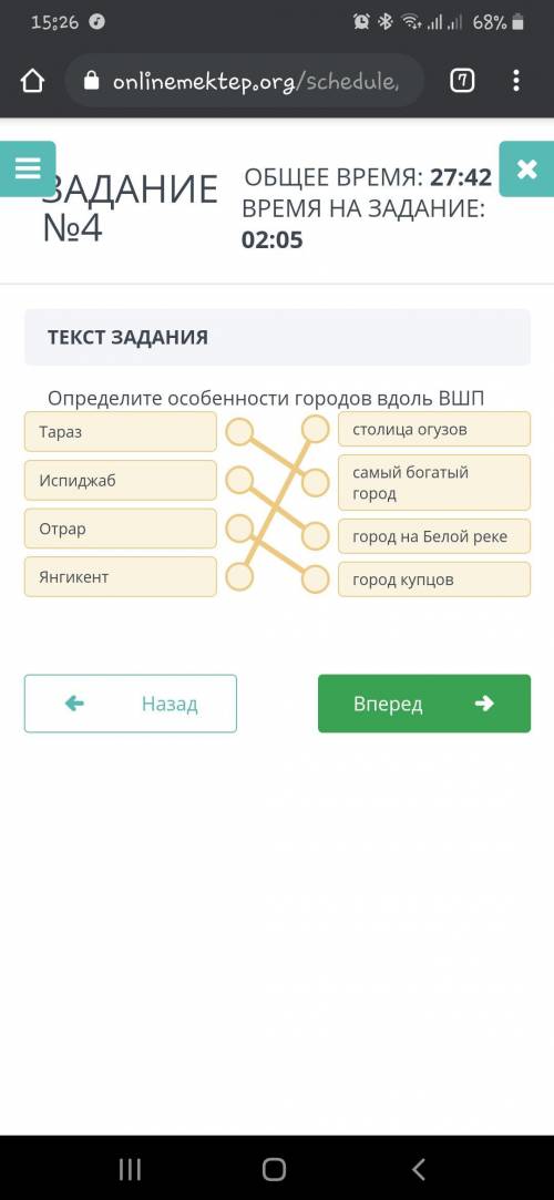 Определите особенности городов вдоль Bшп Таразстолица огузовИспиджабсамый богатыйгородОтраргород на