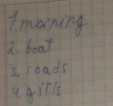 For example Mosa goes to school in the . A. morning B. afternoon C. evening 1. Mosa goes to school o