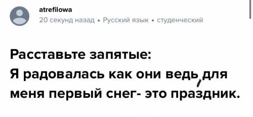 Расставьте запятые:Я радовалась как они ведь для меня первый снег- это праздник.​