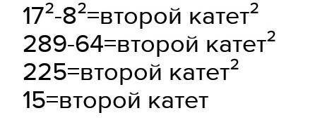 Найдите катет прчмоугольного-треугольника со сторонами 17см и 8см​