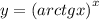 y = {(arctgx)}^{x}