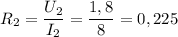 \displaystyle R_2=\frac{U_2}{I_2}=\frac{1,8}{8}=0,225