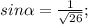 sin\alpha=\frac{1}{\sqrt{26}};