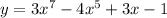 y = 3 {x}^{7} - 4 {x}^{5} + 3x - 1