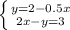 \left \{ {{y=2-0.5x} \atop {2x-y=3}} \right.