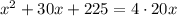 x^2+30x+225=4\cdot20x