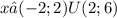 x∈( - 2;2)U(2;6)