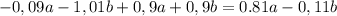 -0,09a-1,01b+0,9a+0,9b=0.81a-0,11b