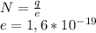 N=\frac{q}{e}\\e=1,6*10^{-19} \\