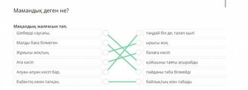 Мамандық деген не? Мақалдың жалғасын тап.Шеберді саусағы,1Малды баға білмегенЖұмысы жоқтыңfra aanАлу