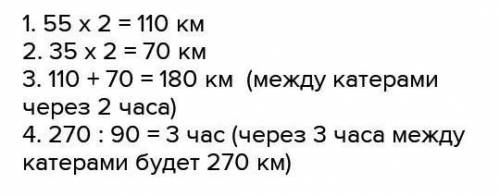 от одной и той же пристани в одно и то же время вышли в противоположных направлениях два катера. Ско