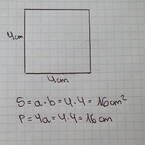6. Начерти квадрат со стороной 4 см. Найди его площадь и периметр, в) Сколько килограммов краски осT