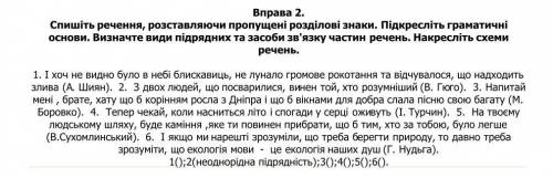 Спишіть речення, розставляючи пропущені розділові знаки. Підкресліть граматичні основи. Визначте вид