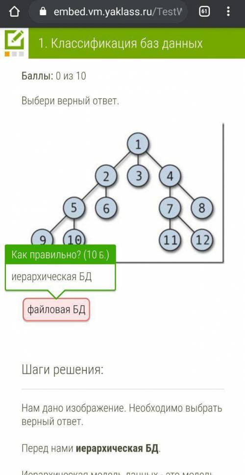 Классификация баз данных. Выбери правильный ответ. Снимок прилагается. 1. Реляционная БД 2.ответная