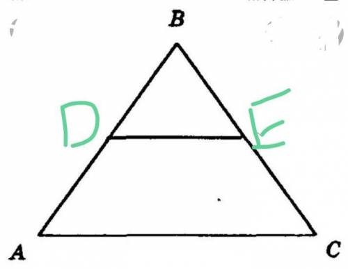 Накресліть трикутник АВСі проведіть у ньому середню лінію DE, паралельну АС. Назвіть подібні трикутн