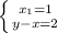 \left \{ {{x_{1}=1} \atop {y-x=2}} \right.