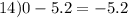 14)0 - 5.2 = - 5.2