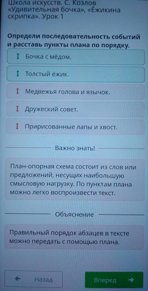 Определи последовательность событий и расставь пункты плана попорядку.1 Пририсованные лапы и хвост.2