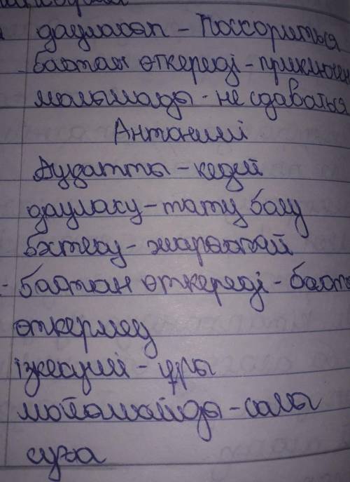 6-тапсырма. Мәтінде қою қаріппен жазылған сөздердің аудамасын, синонимін (болса антонимін) жаз.—Напи