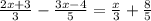 \frac{2x+3}{3} - \frac{3x-4}{5}=\frac{x}{3}+\frac{8}{5}