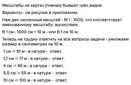 На плане земляной участок изображен в масштабе 1:1000 . растояние между двумя точками на плане равно