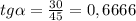 tg \alpha = \frac{30}{45} = 0,6666