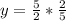 y=\frac{5}{2} *\frac{2}{5}