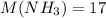 M(NH_{3} )=17