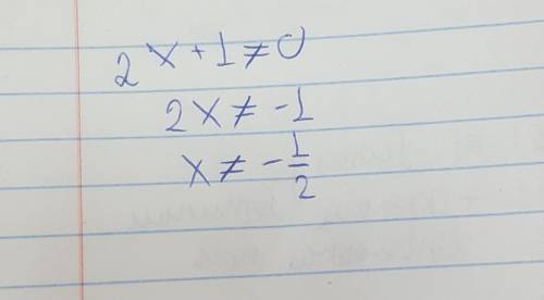 Найдите область определения функции g(x)=2/2x+1